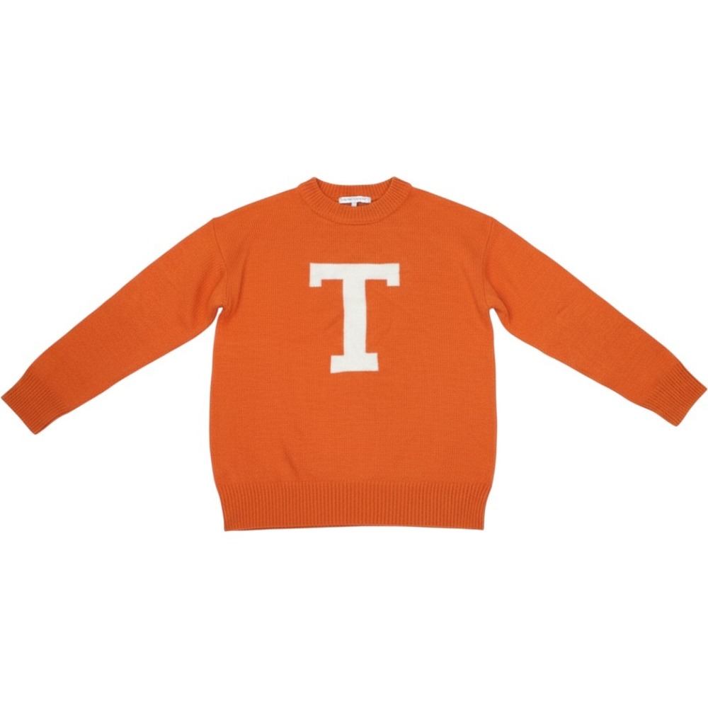 English Factory Letter T Intarsia Knit Sweater Women Size S Orange